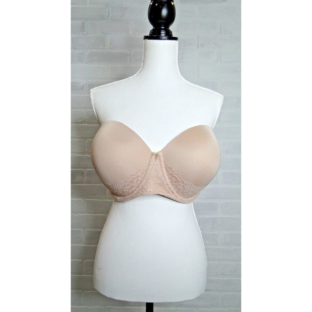 Torrid push up multi way bra 44DDD beige sexy laced strapless